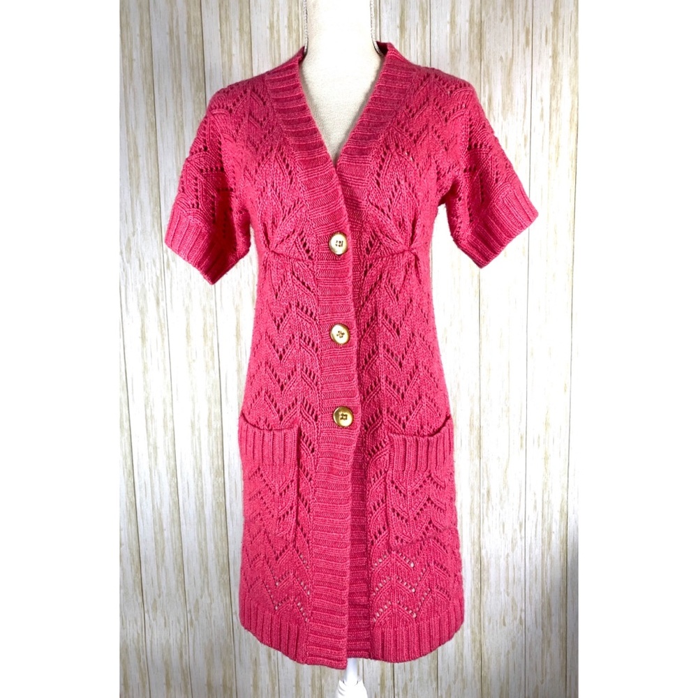 Beth Bowley pink cardigan sweater duster Petite